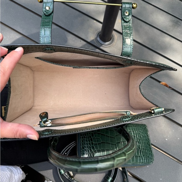 Strathberry Forest Green Croc-Embossed Satchel Set - Picture 2 of 3